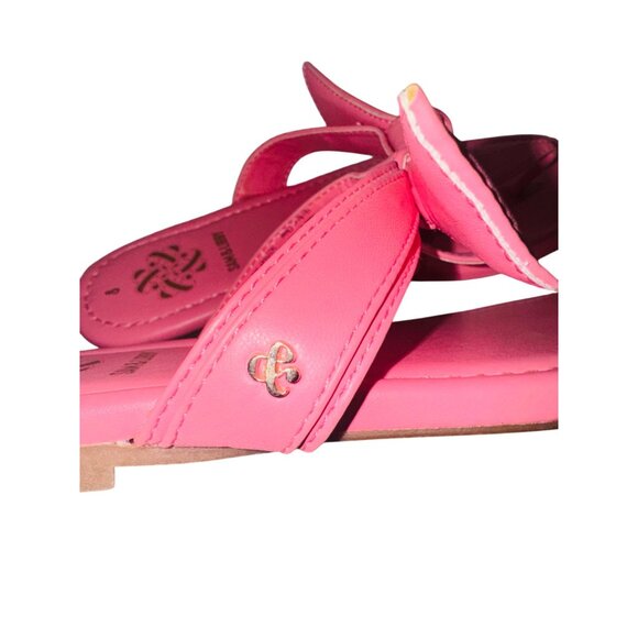Sam & Libby Pink Square Toe Bow Sandals Size 8 Barbiecore Feminine Travel Preppy - Picture 5 of 10